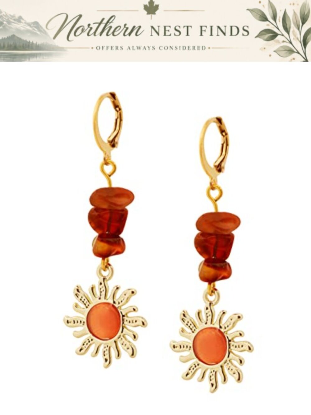 Gothic Boho Sun Moon Crystal Earrings Copper Celestial Jewelry